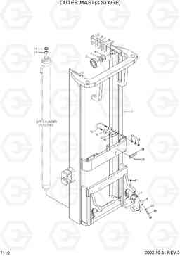 7110 OUTER MAST(3 STAGE) HLF20/25/30CII, Hyundai