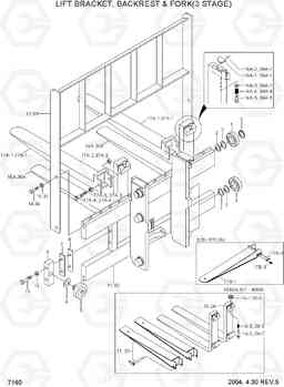 7160 LIFT BRACKET, BACKREST & FORK(3 STAGE) HLF20/25/30CII, Hyundai