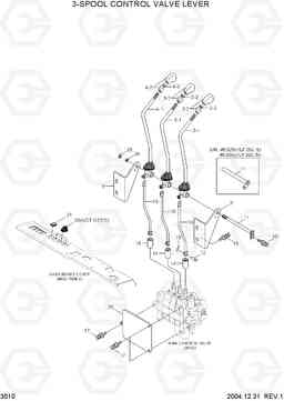 3010 3-SPOOL CONTROL VALVE LEVER HLF20/25/30C-5, Hyundai