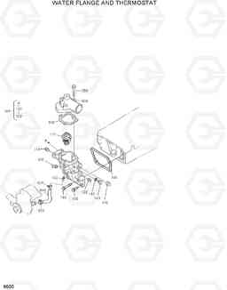 9500 WATER FLANGE AND THERMOSTAT HSL1200T, Hyundai