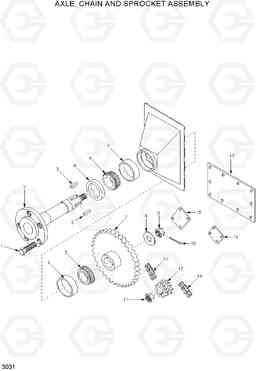 3031 AXLE, CHAIN AND SPROCKET ASSEMBLY HSL400T, Hyundai