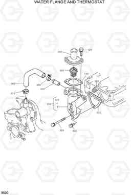 9500 WATER FLANGE AND THERMOSTAT HSL400T, Hyundai