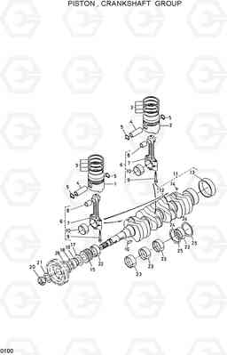 0100 PISTON,CRANKSHAFT GROP. HSL600, Hyundai