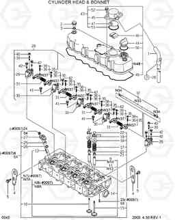 0040 CYLINDER HEAD & BONNET HSL610, Hyundai