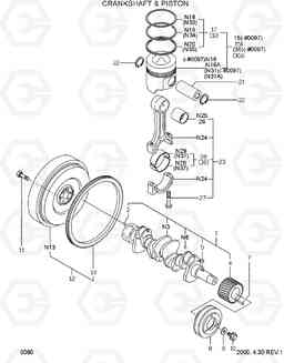 0080 CRANKSHAFT & PISTON HSL610, Hyundai