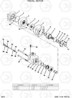 3070 TRAVEL MOTOR HSL610, Hyundai