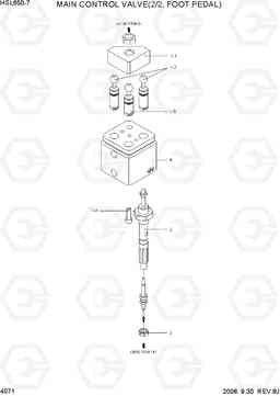 4071 MAIN CONTROL VALVE(2/2, FOOT PEDAL) HSL650-7, Hyundai