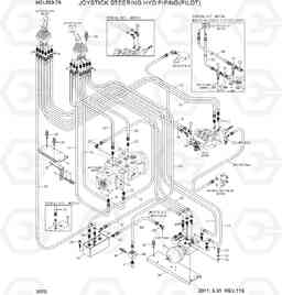 3070 JOYSTICK STEERING HYD PIPING(PILOT) HSL650-7A, Hyundai