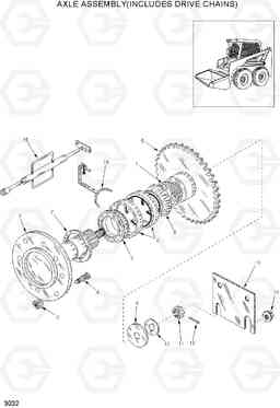 3032 AXLE ASSEMBLY(INCLUDES DRIVE CHAINS) HSL800T, Hyundai