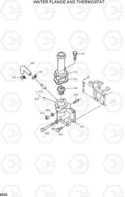 9500 WATER FLANGE AND THERMOSTAT HSL800T, Hyundai