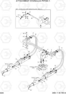 3020 ATTACHMENT HYDRAULIC PIPING 1 HSL810, Hyundai