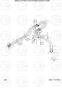 3061 MAIN & ATTACH HYD PIPING 2(HIGH FLOW) HSL810, Hyundai
