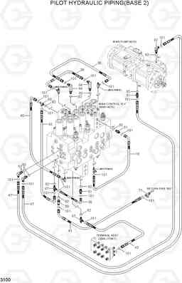 3100 PILOT HYDRAULIC PIPING(BASE 2) R110-7, Hyundai