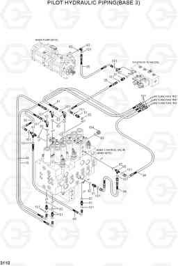 3110 PILOT HYDRAULIC PIPING(BASE 3) R110-7, Hyundai