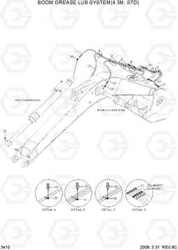 3410 BOOM GREASE LUB SYSTEM(4.3M, STD) R110-7, Hyundai