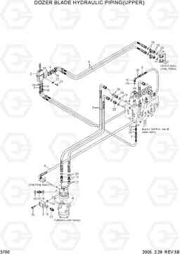 3700 DOZER BLADE HYDRAULIC PIPING(UPPER) R110-7, Hyundai