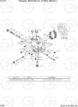 4136 TRAVEL MOTOR(1/2, TYPE 3, #0704-) R110-7, Hyundai