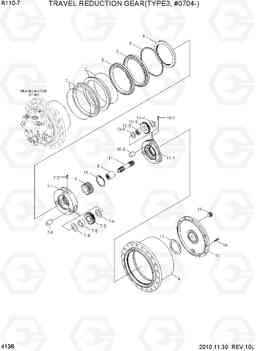 4138 TRAVEL REDUCTION GEAR(TYPE 3, #0704-) R110-7, Hyundai