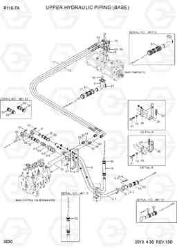 3030 UPPER HYDRAULIC PIPING(BASE) R110-7A, Hyundai