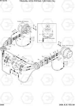 3300 TRAVEL HYD PIPING 1(R110D-7A) R110-7A, Hyundai