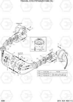 3360 TRAVEL HYD PIPING(R110M-7A) R110-7A, Hyundai