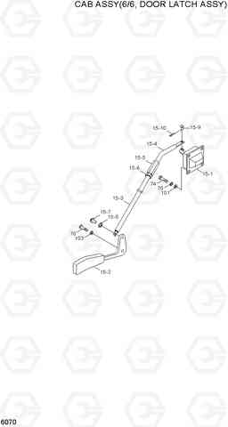 6070 CAB ASSY(6/6, DOOR LATCH ASSY) R110-7A, Hyundai