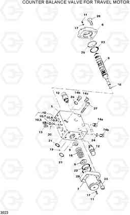 3023 COUNTER BALANCE VALVE FOR TRAVEL MOTOR R120W, Hyundai