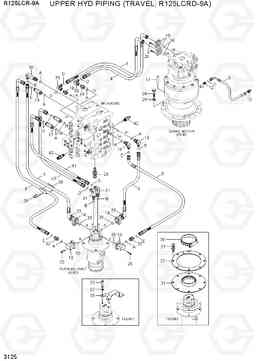 3125 UPPER HYD PIPING (TRAVEL, R125LCRD-9A) R125LCR-9A, Hyundai