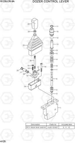 4125 DOZER CONTROL LEVER R125LCR-9A, Hyundai