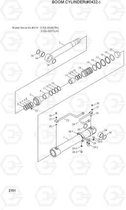 2151 BOOM CYLINDER(#0432-) R130LC, Hyundai