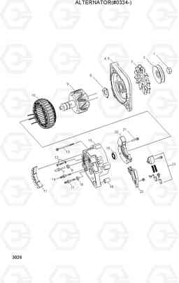 3026 ALTERNATOR(#0334-) R130LC, Hyundai