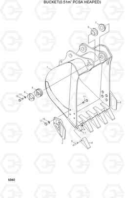 6040 BUCKET(0.51㎥ PCSA HEAPED) R130LC, Hyundai