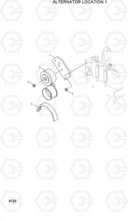 8720 ALTERNATOR LOCATION 1 R130LC, Hyundai