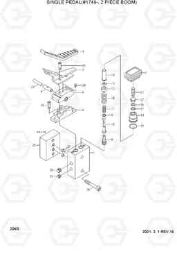 204B SINGLE PEDAL(#1749-, 2 PIECE BOOM) R130LC-3, Hyundai