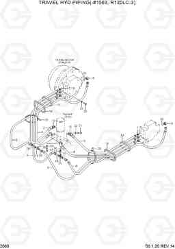 2060 TRAVEL HYD PIPING(-#1563, R130LC-3) R130LC-3, Hyundai
