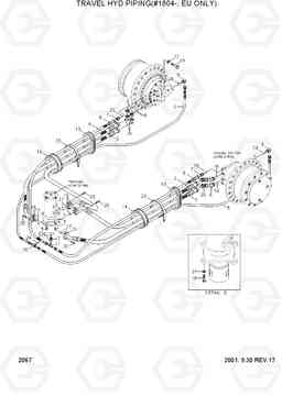 2067 TRAVEL HYD PIPING(#1804-, EU ONLY) R130LC-3, Hyundai