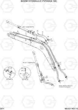 2071 BOOM HYDRAULIC PIPING(4.1M) R130LC-3, Hyundai