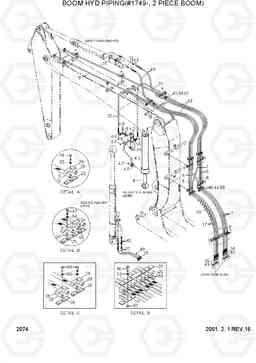 2074 BOOM HYD PIPING(#1749-, 2 PIECE BOOM) R130LC-3, Hyundai