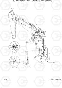 2092 BOOM GREASE LUB SYS(#1749-,2 PIECE BOOM) R130LC-3, Hyundai