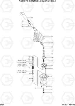 2121 REMOTE CONTROL LEVER(#1443-) R130LC-3, Hyundai