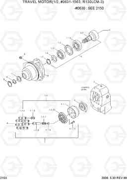 2153 TRAVEL MOTOR(1/2, #0631-1563, R130LCM-3) R130LC-3, Hyundai