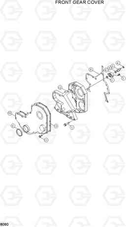 8080 FRONT GEAR COVER R130LC-3, Hyundai