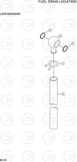 8110 FUEL DRAIN LOCATION R130LC-3, Hyundai