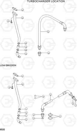 8500 TURBOCHARGER LOCATION R130LC-3, Hyundai