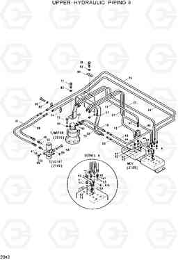 2042 UPPER HYDRAULIC PIPING 3 R130W, Hyundai