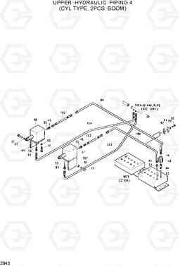 2043 UPPER HYDRAULIC PIPING 4(CYL, 2PCS BOOM) R130W, Hyundai