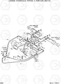 2052 LOWER HYDRAULIC PIPING 3 FOR O/R(-#0114) R130W, Hyundai