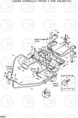 2053A LOWER HYDRAULIC PIPING 4 FOR D/B(#0115-) R130W, Hyundai