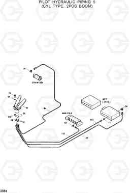 2064 PILOT HYDRAULIC PIPING 5(2PCS BOOM ONLY) R130W, Hyundai