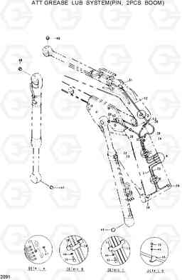 2091 ATT GREASE LUB SYSTEM(PIN, 2PCS BOOM) R130W, Hyundai